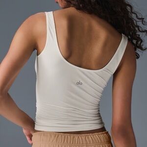 ALO YOGA SHEER LOW TANK TOP CAMISOLE WHITE SIZE XS NWOT